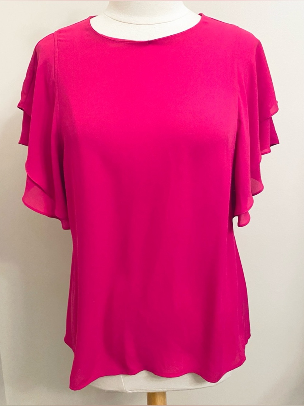 Worthington Adventure Pink SZ L Romantic Boho Chic Business Casual Chiffon Top